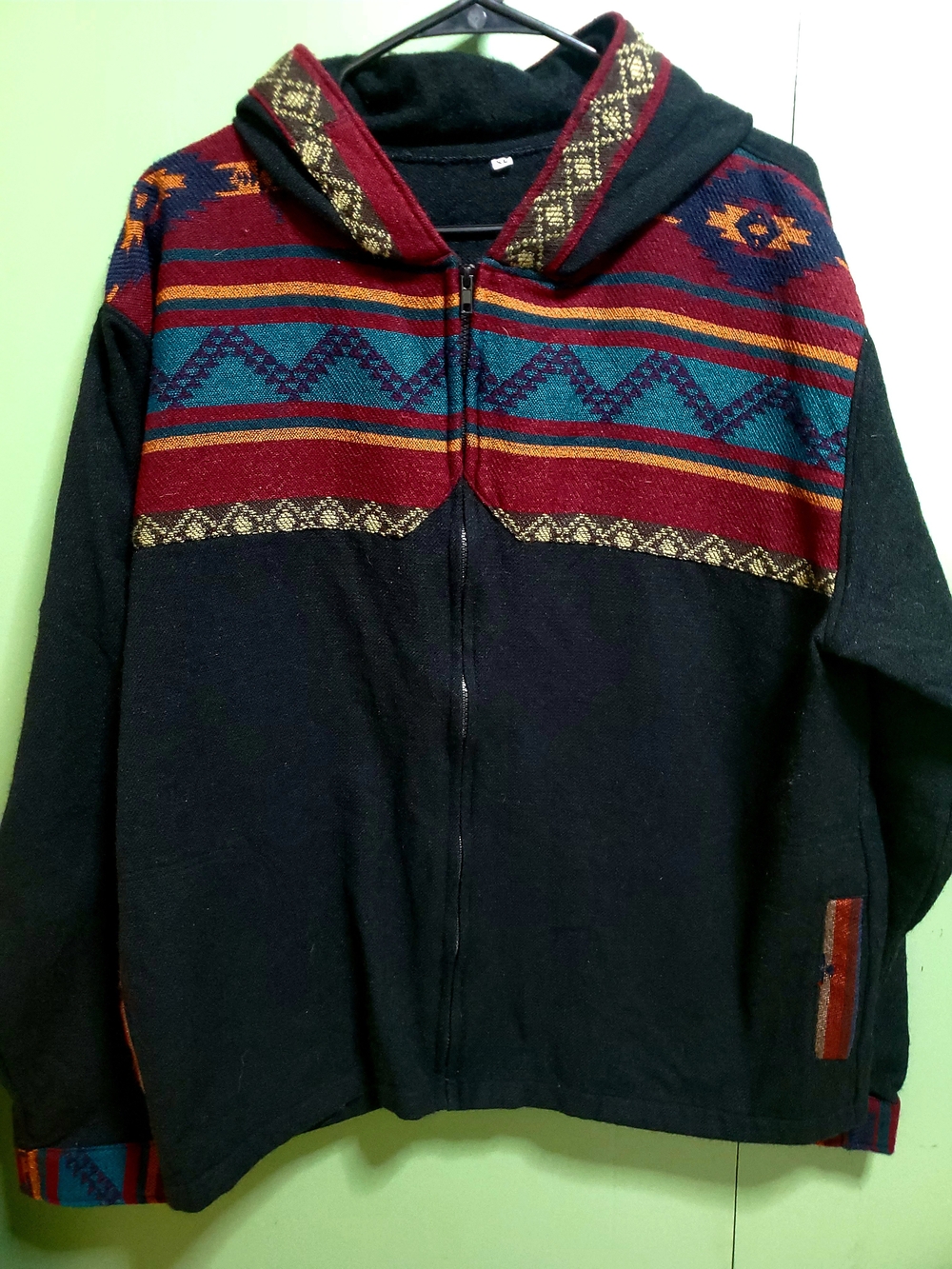 Vintage Black Alpaca Wool Zip Light Jacket
